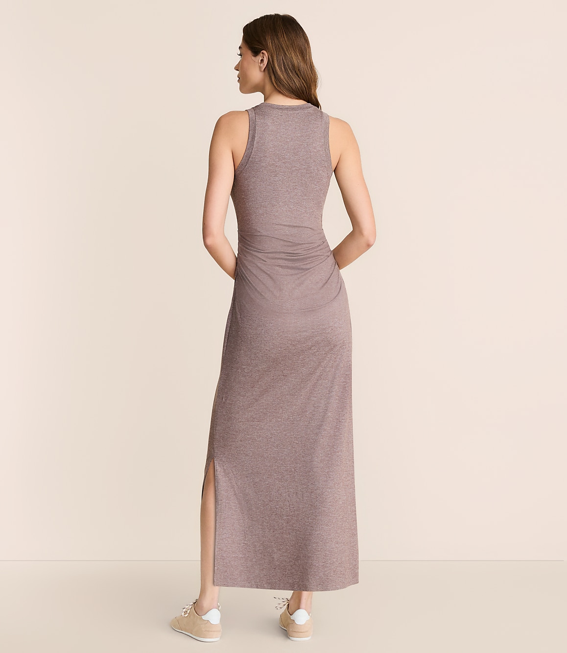 Lou & Grey Heathered Brushedsoft Ruched Tank Midi Dress