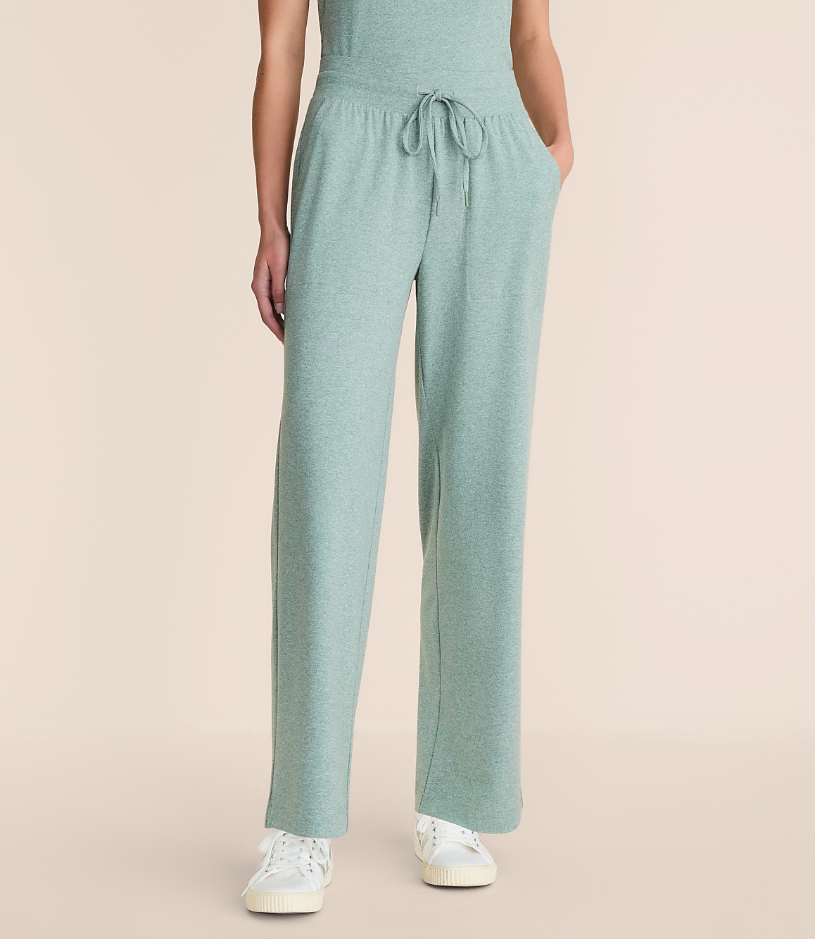 Lou & Grey Heathered Brushedsoft Slim Wide Leg Pants