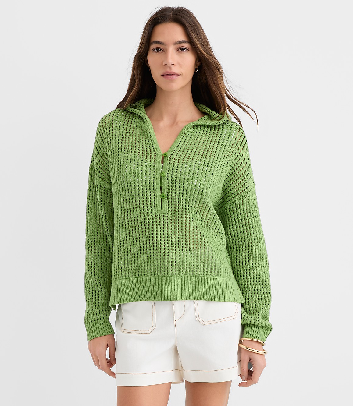 LOFT Beach Mesh Stitch Hoodie