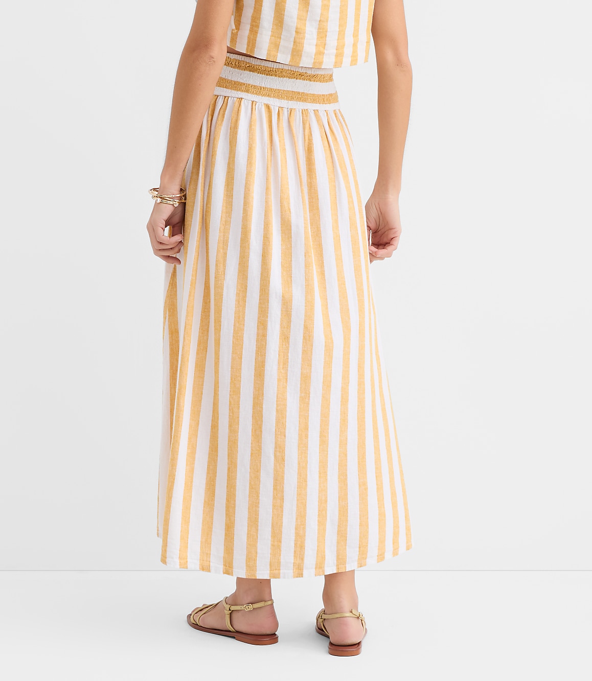 LOFT Beach Striped Linen Cotton Maxi Skirt