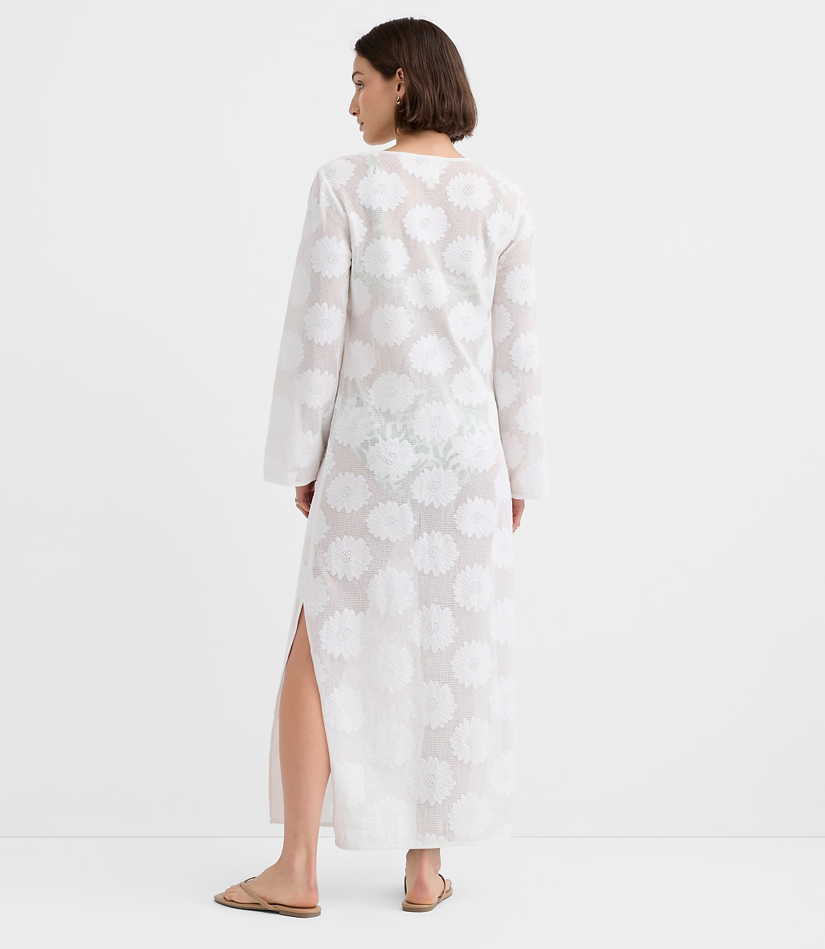 LOFT Beach Daisy Mesh Jacquard Maxi Swimsuit Coverup