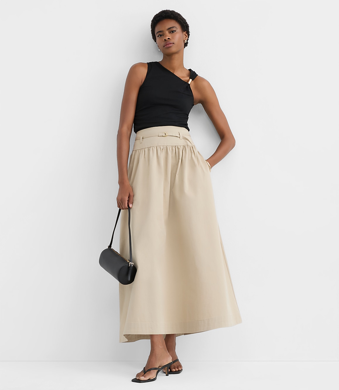Twill Belted Maxi Pocket Skirt