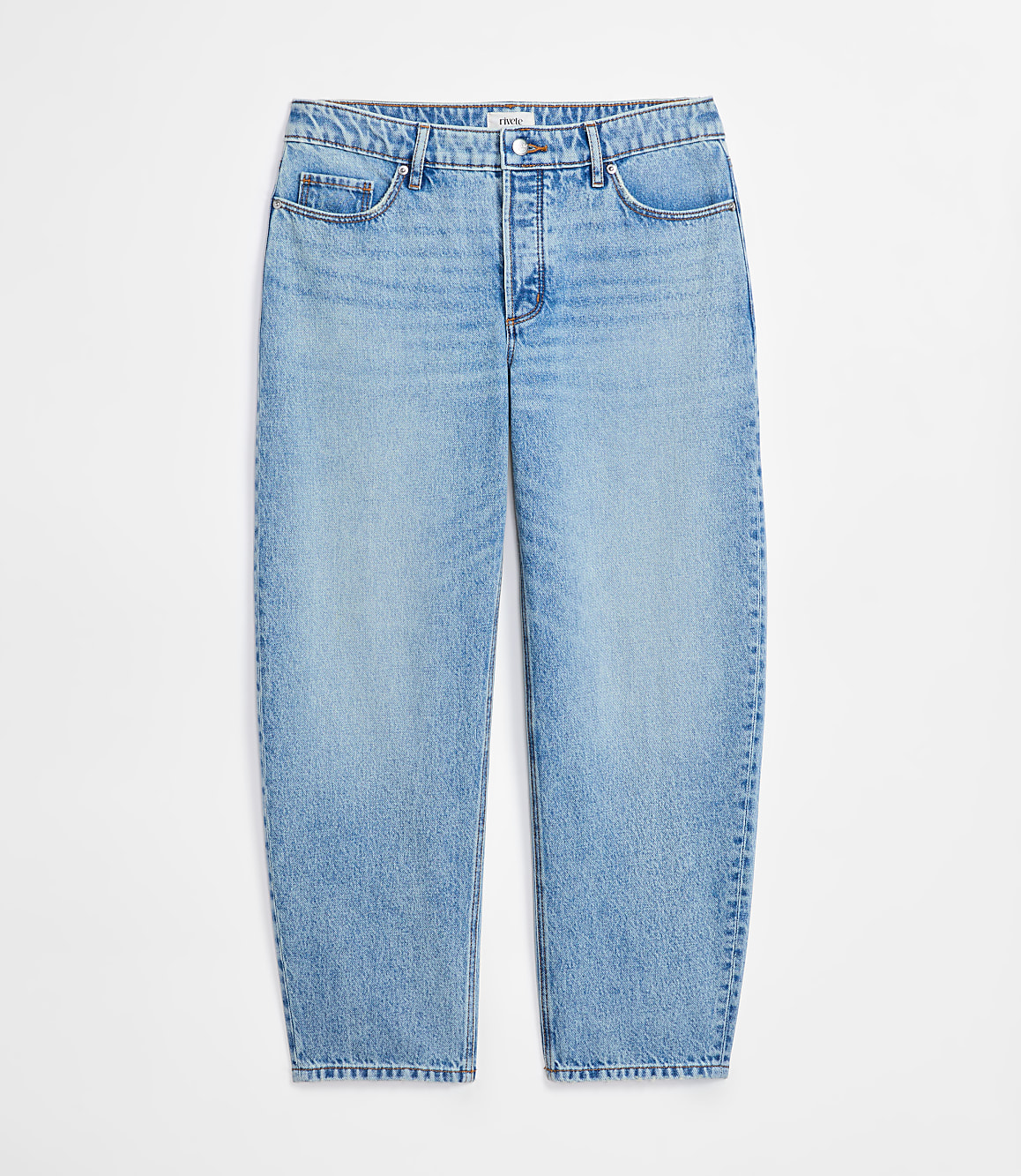 Rivete Curvy Mid Rise Barrel Jeans in Aura Wash