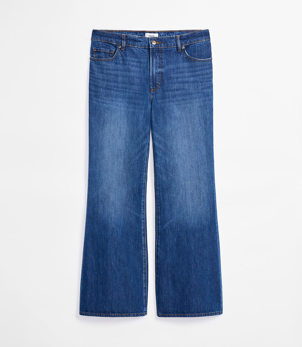 Rivete Curvy Mid Rise Loose Flare Jeans in Vintage Dark Wash