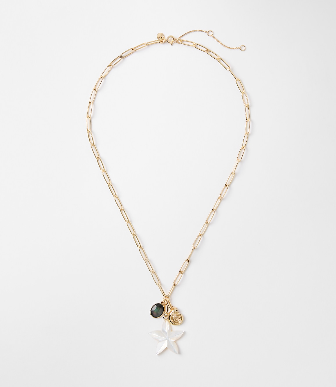 Mother Of Pearl Starfish Cluster Pendant Necklace