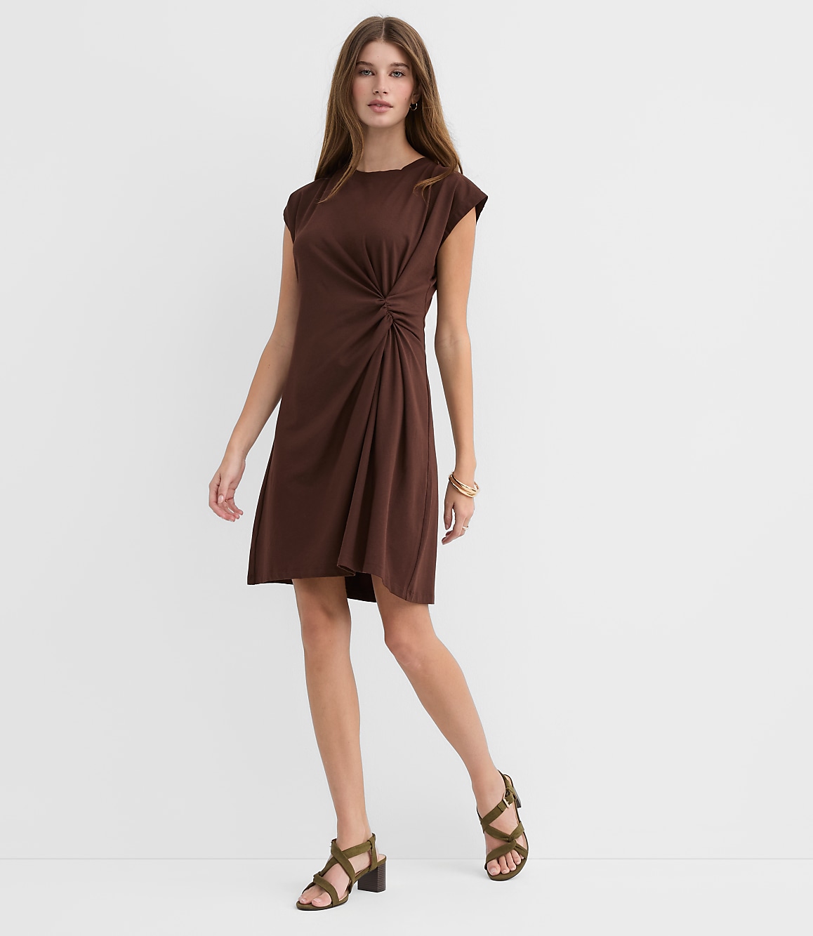 Side Twist Cap Sleeve Mini Dress