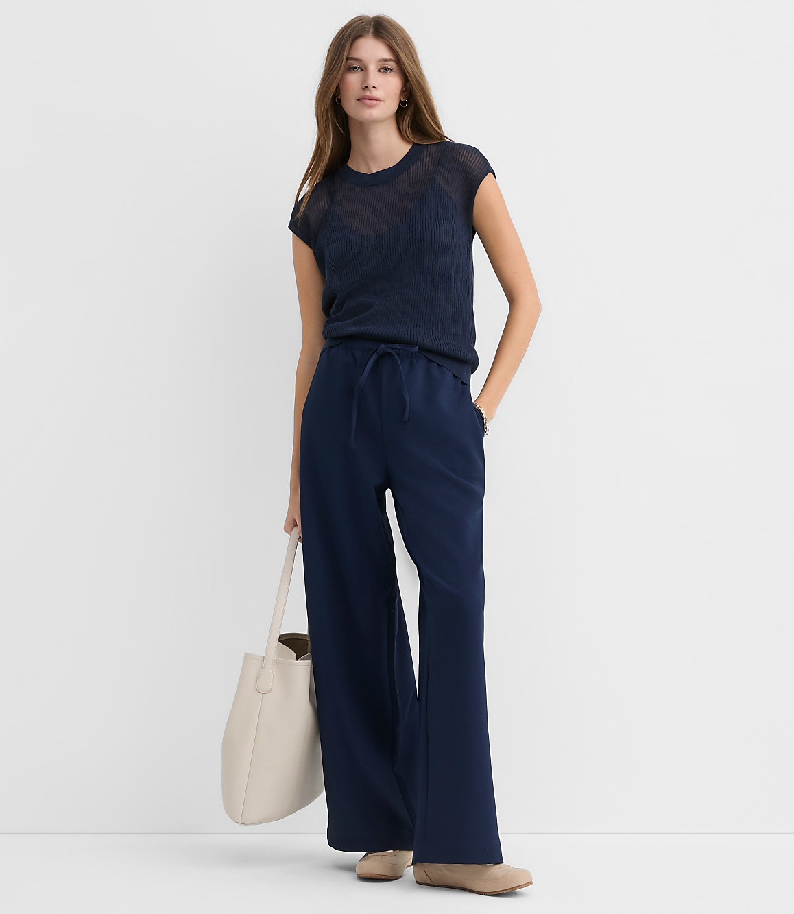 Ribbed Cap Sleeve Sweater Tee