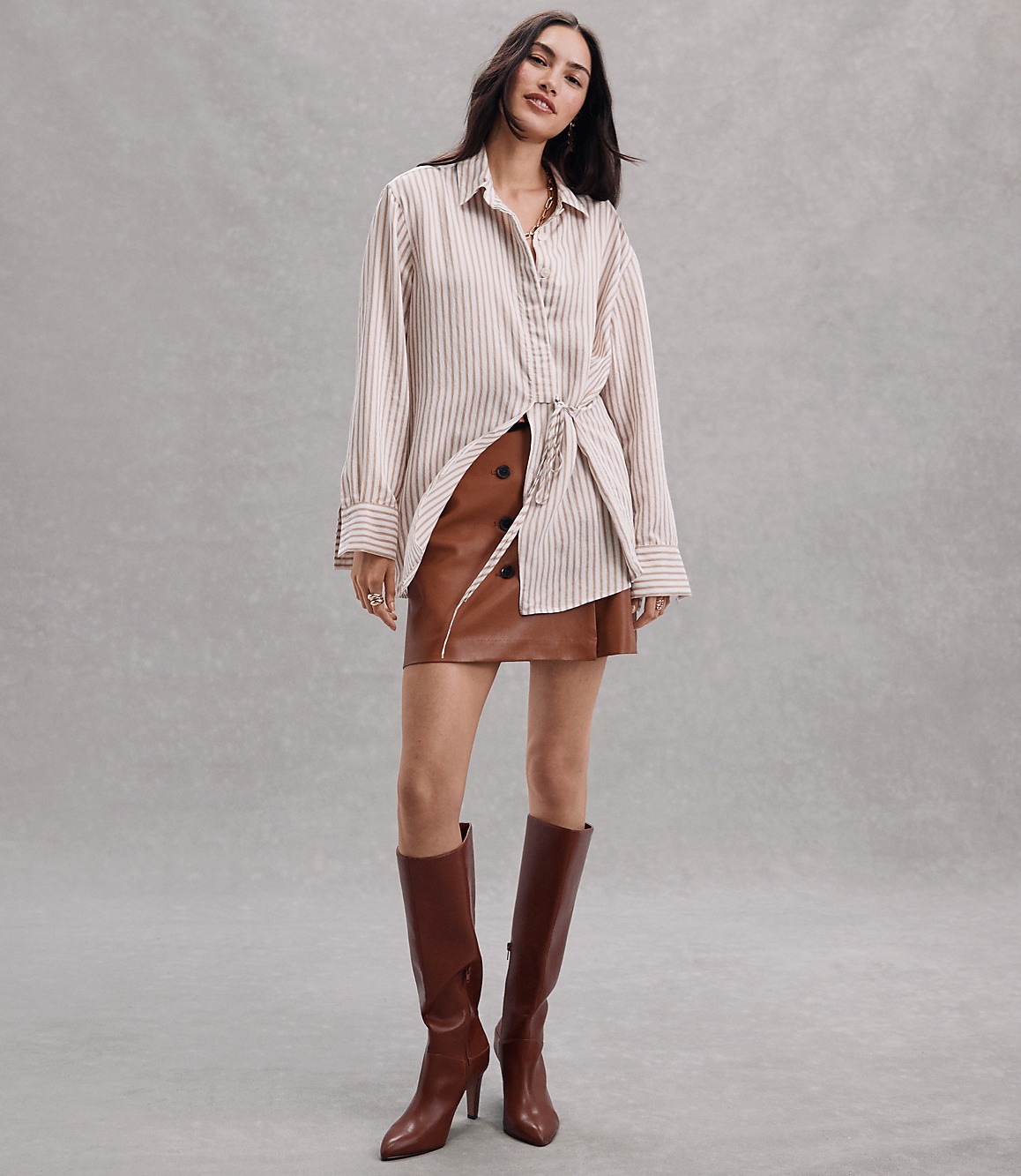 Petite Faux Leather Trench Mini Skirt