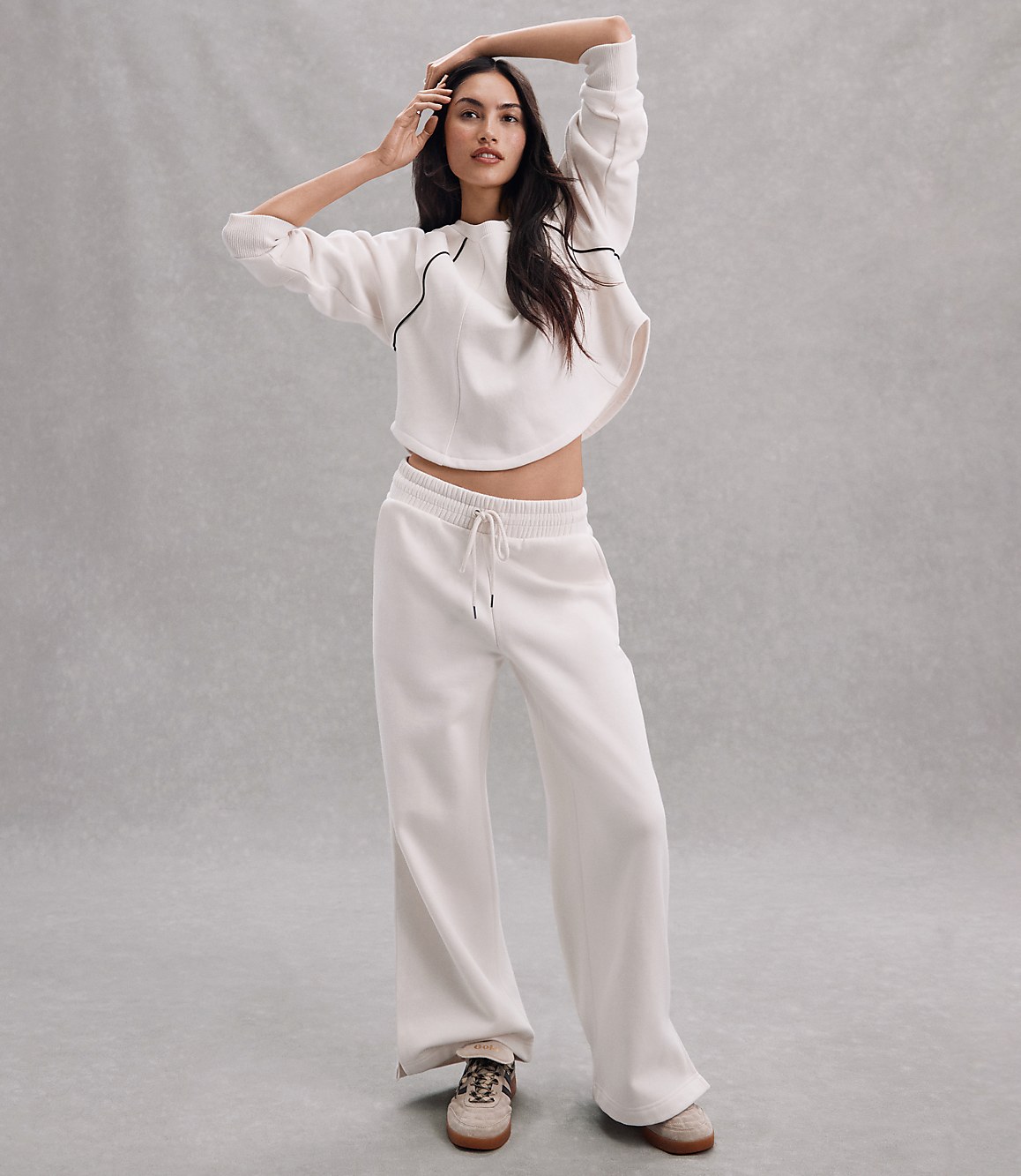 Petite Lou & Grey Piped Elite Fleece Wide Leg Sweatpants