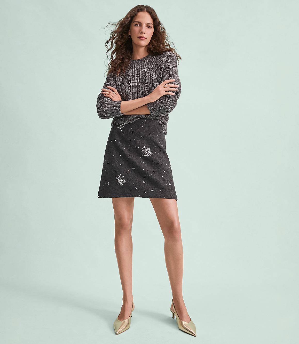 Petite Sequin Embellished Mini Skirt