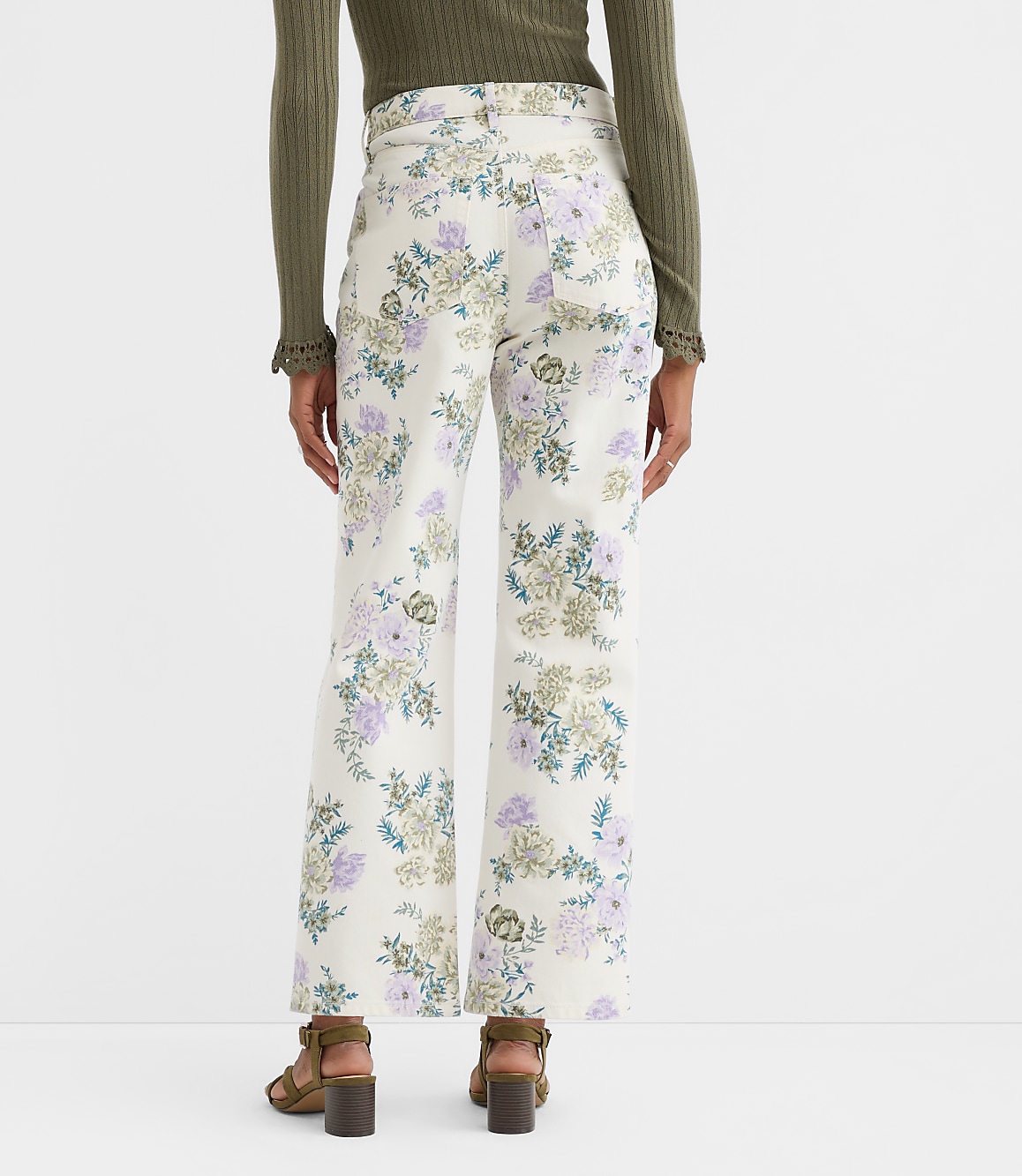 Curvy High Rise Straight Jeans in Floral
