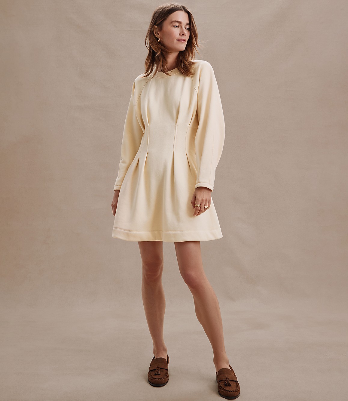 Pleated Terry Mini Dress