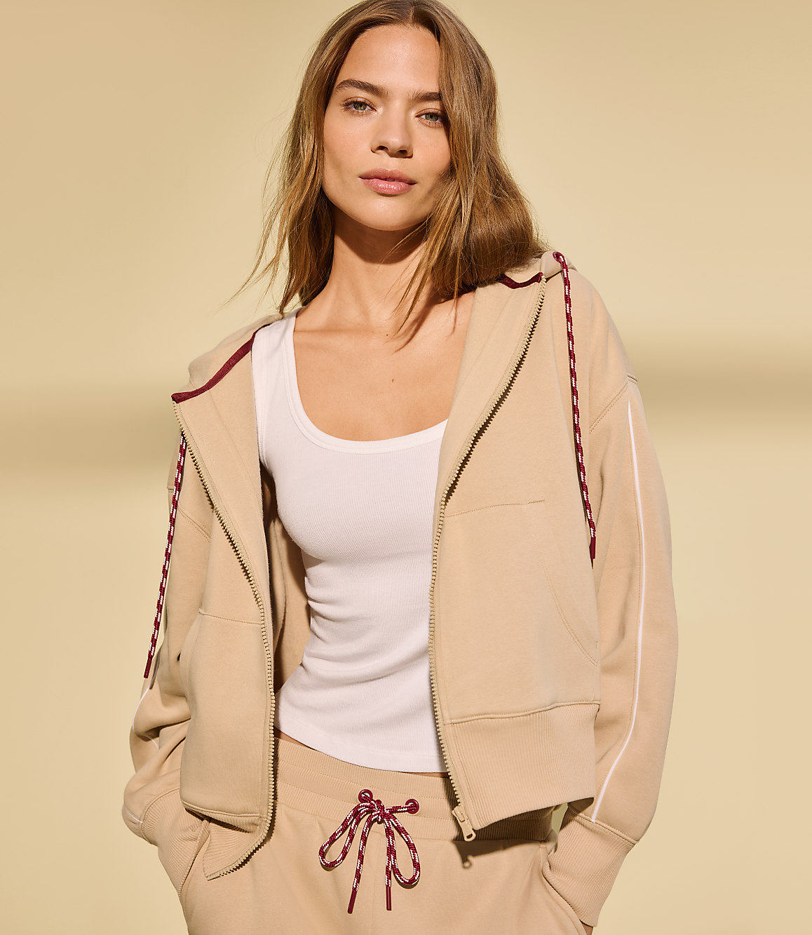 Lou & Grey Piped Elite Fleece Zip Hoodie