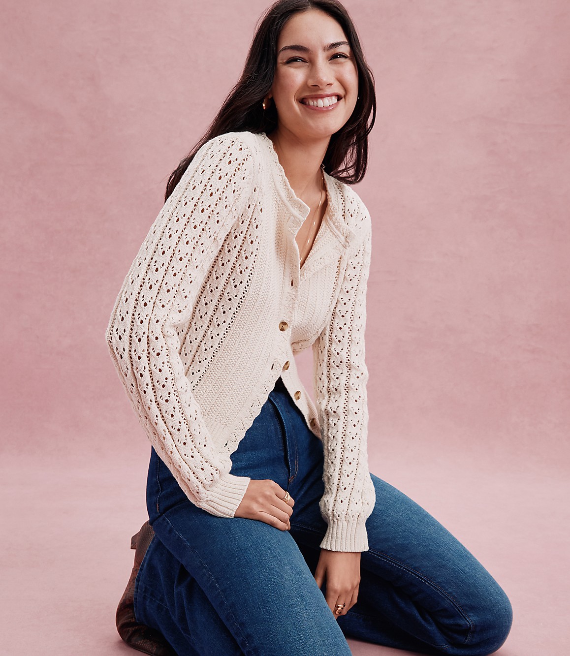 Scalloped Pointelle Cardigan