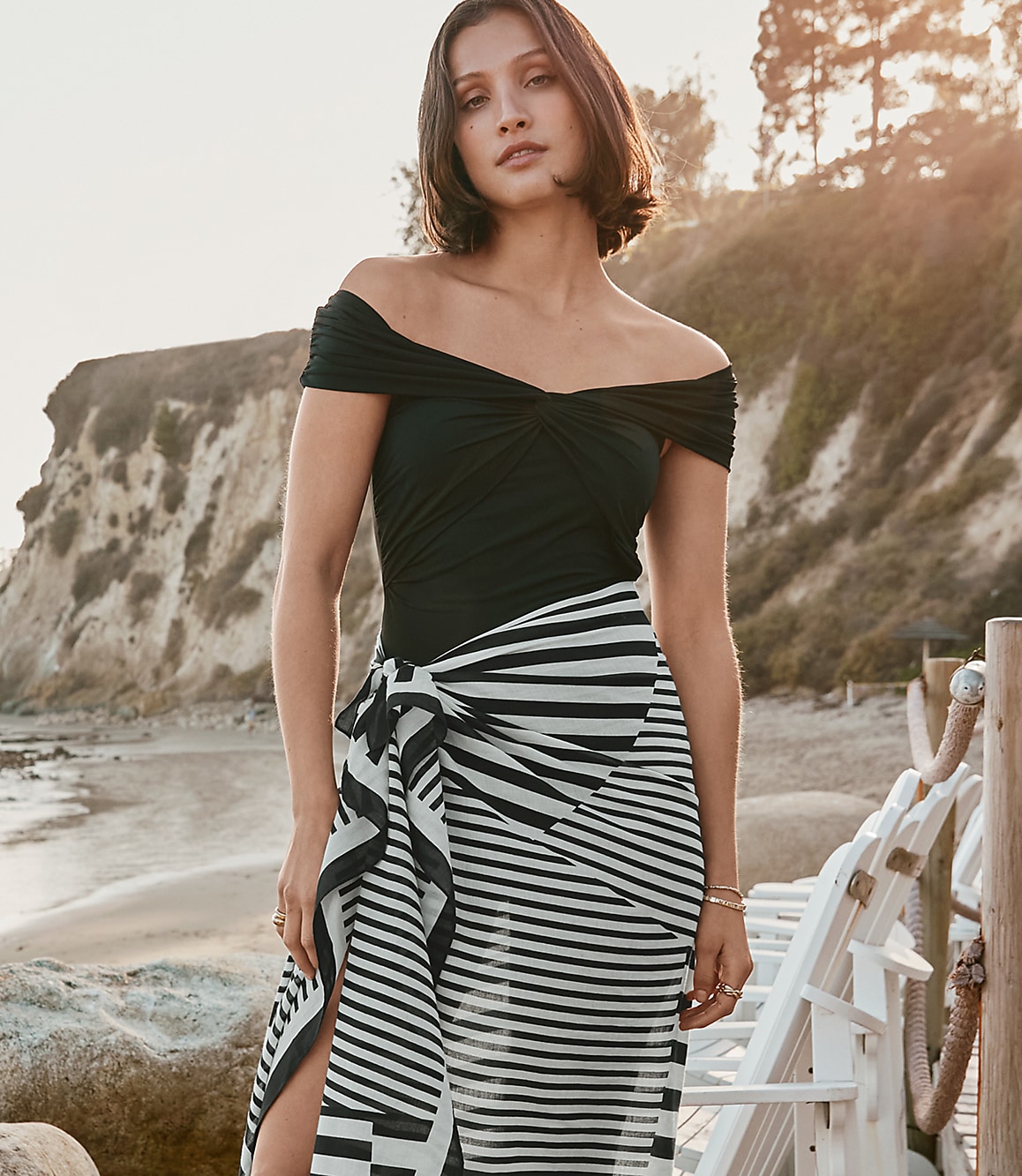 LOFT Beach Twist Over The Shoulder One Piece Swimsuit