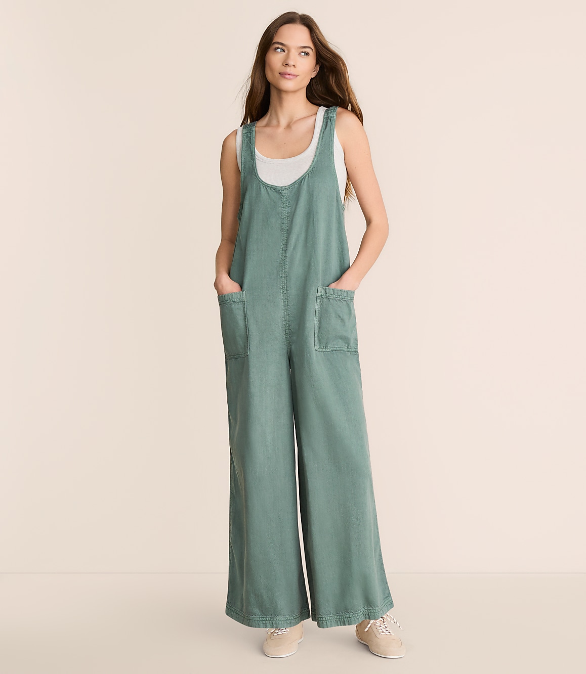 Lou & Grey Washed Twill Wide Leg Jumpsuit