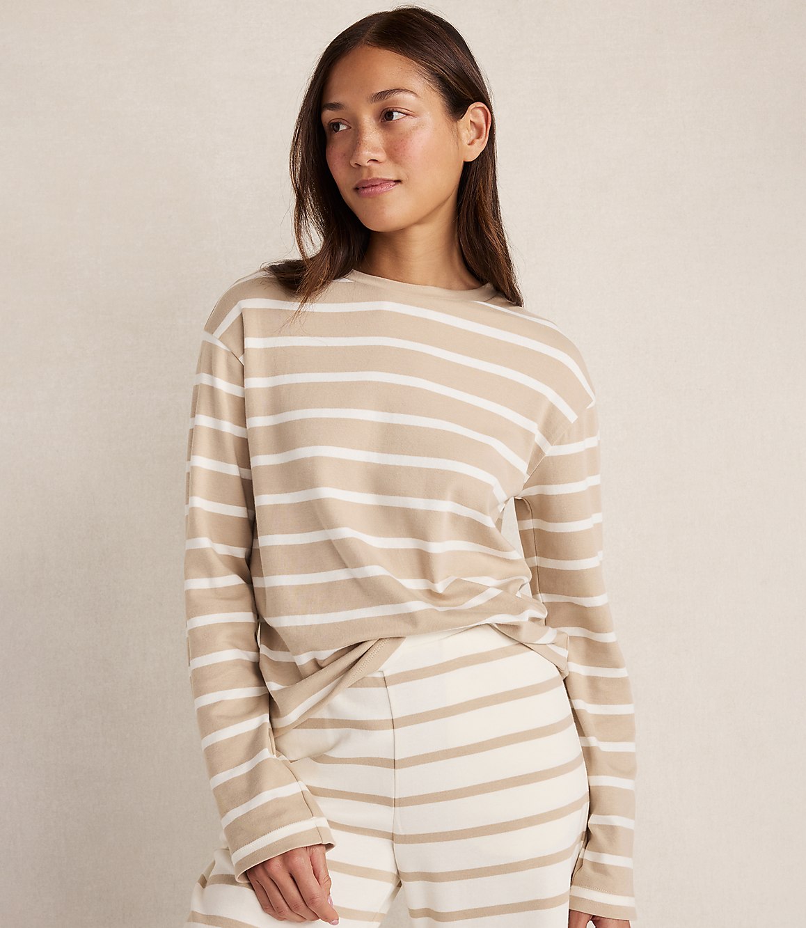 Haven Well Within Brushed Cotton Interlock Stripe Crewneck