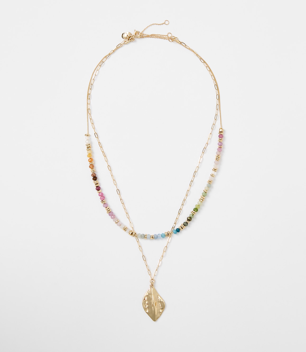 Rainbow Beaded Layered Charm Necklace