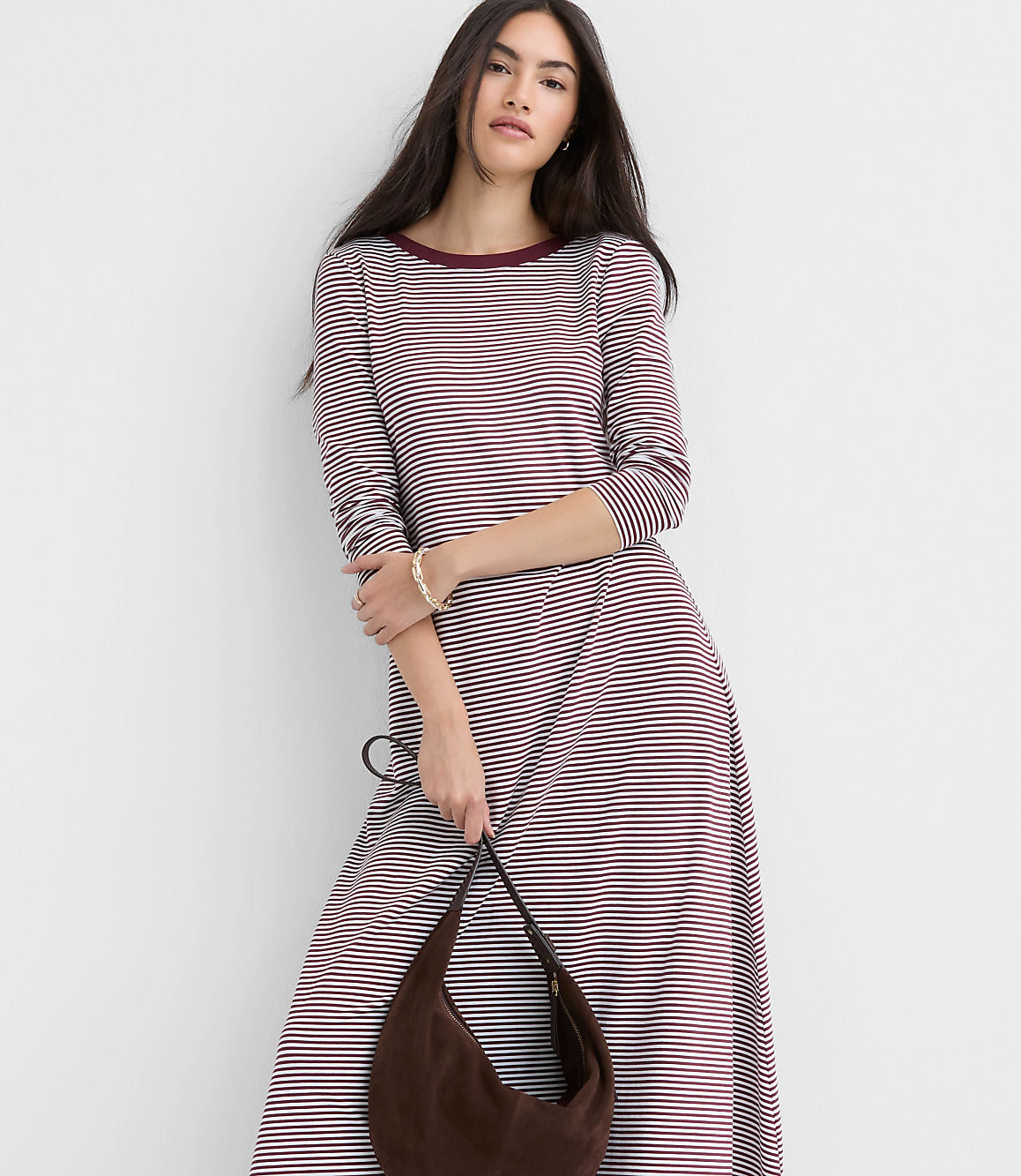 Striped Scoop Back Midi Dress