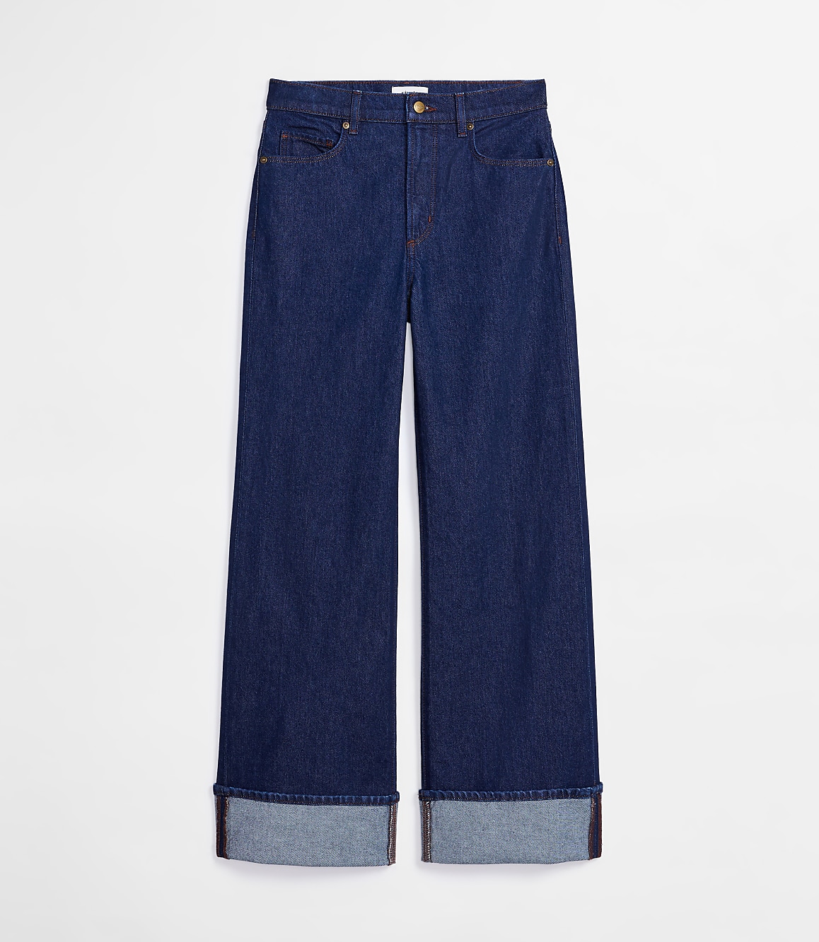 Rivete Petite Cuffed High Rise Wide Leg Jeans in Nova Wash