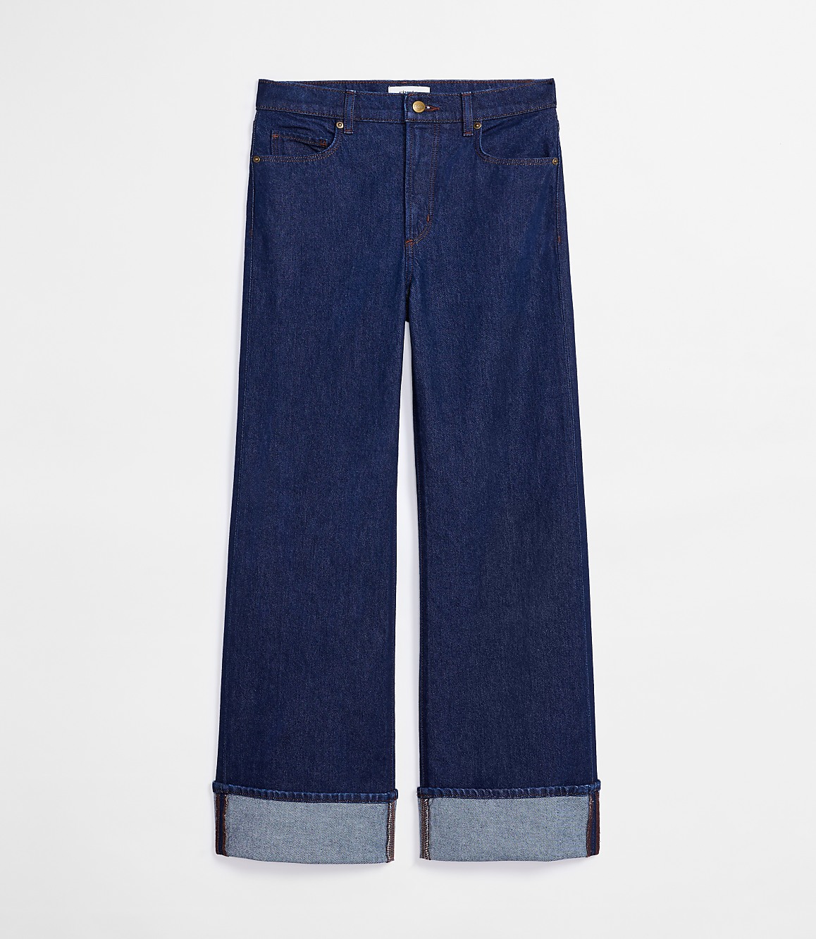 Rivete Petite Curvy Cuffed High Rise Wide Leg Jeans in Nova Wash