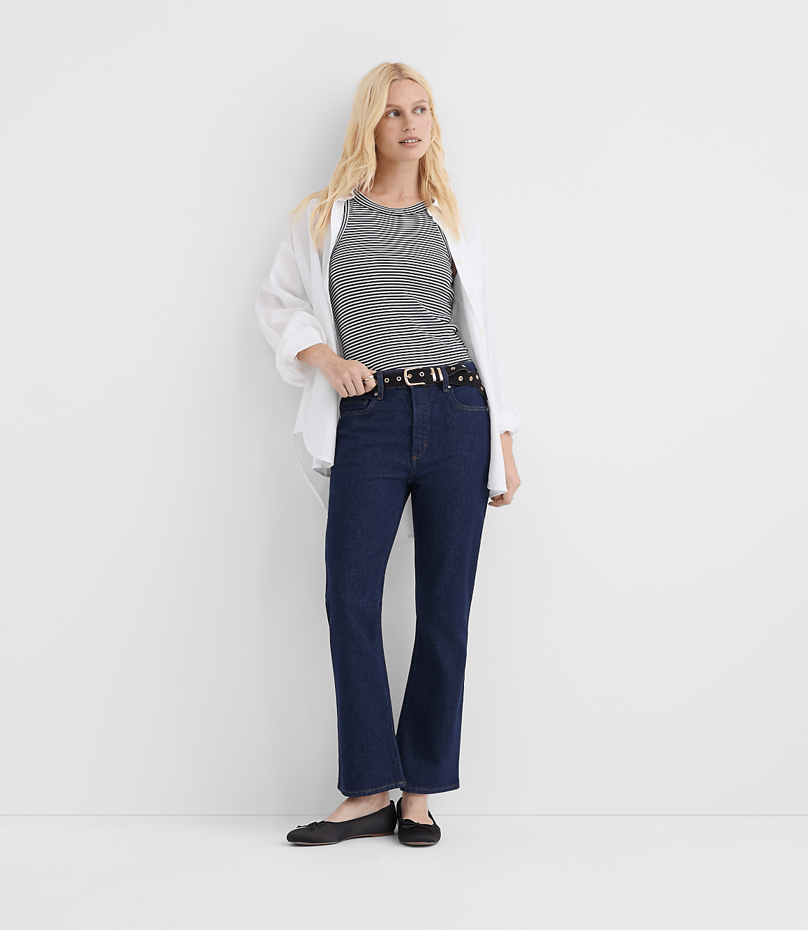 Rivete Petite High Rise Kick Crop Jeans in Nova Wash