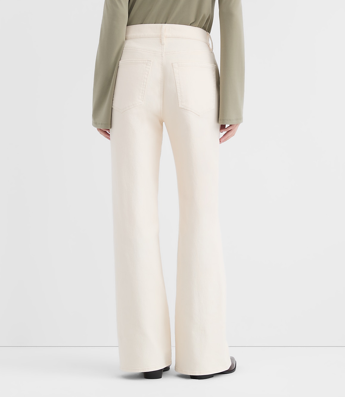 Rivete Petite High Rise Wide Leg Jeans in Ivory