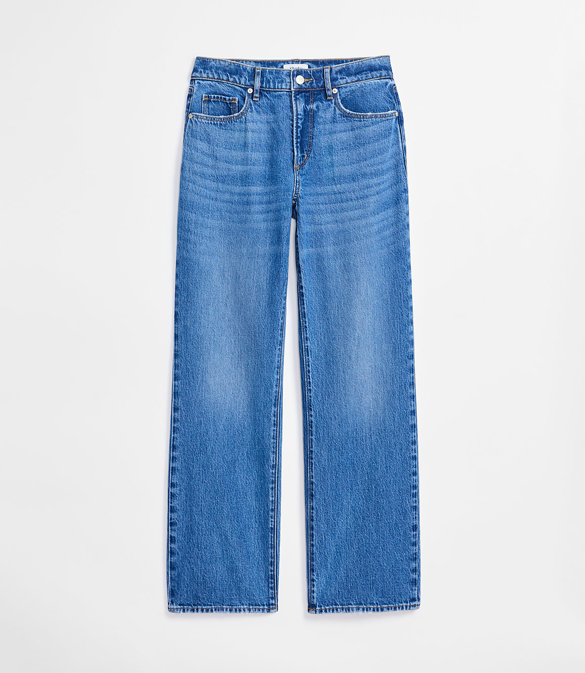 Rivete Tall Curvy Mid Rise Relaxed Straight Jeans in Vintage Mid Wash