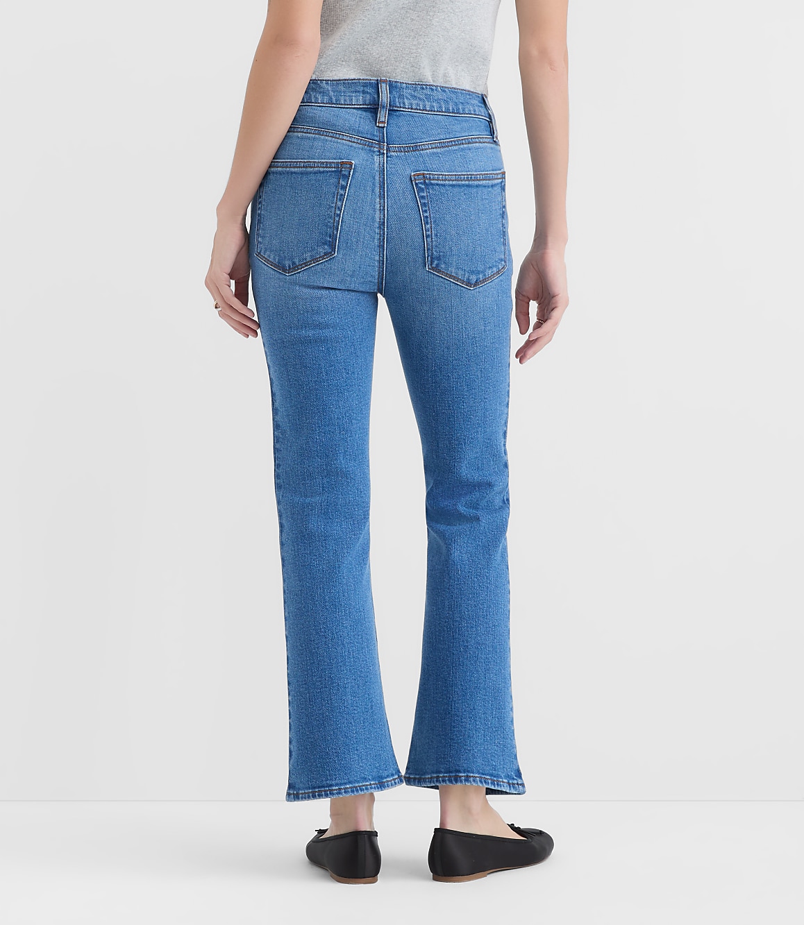 Rivete Tall Curvy High Rise Kick Crop Jeans in Vintage Mid Wash