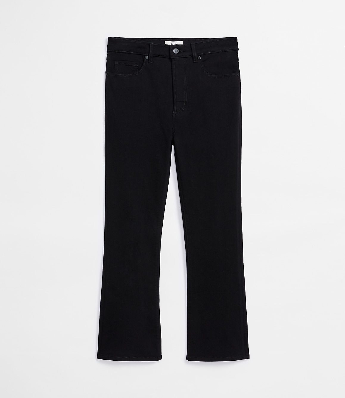 Rivete Tall Curvy High Rise Kick Crop Jeans in Noir Wash