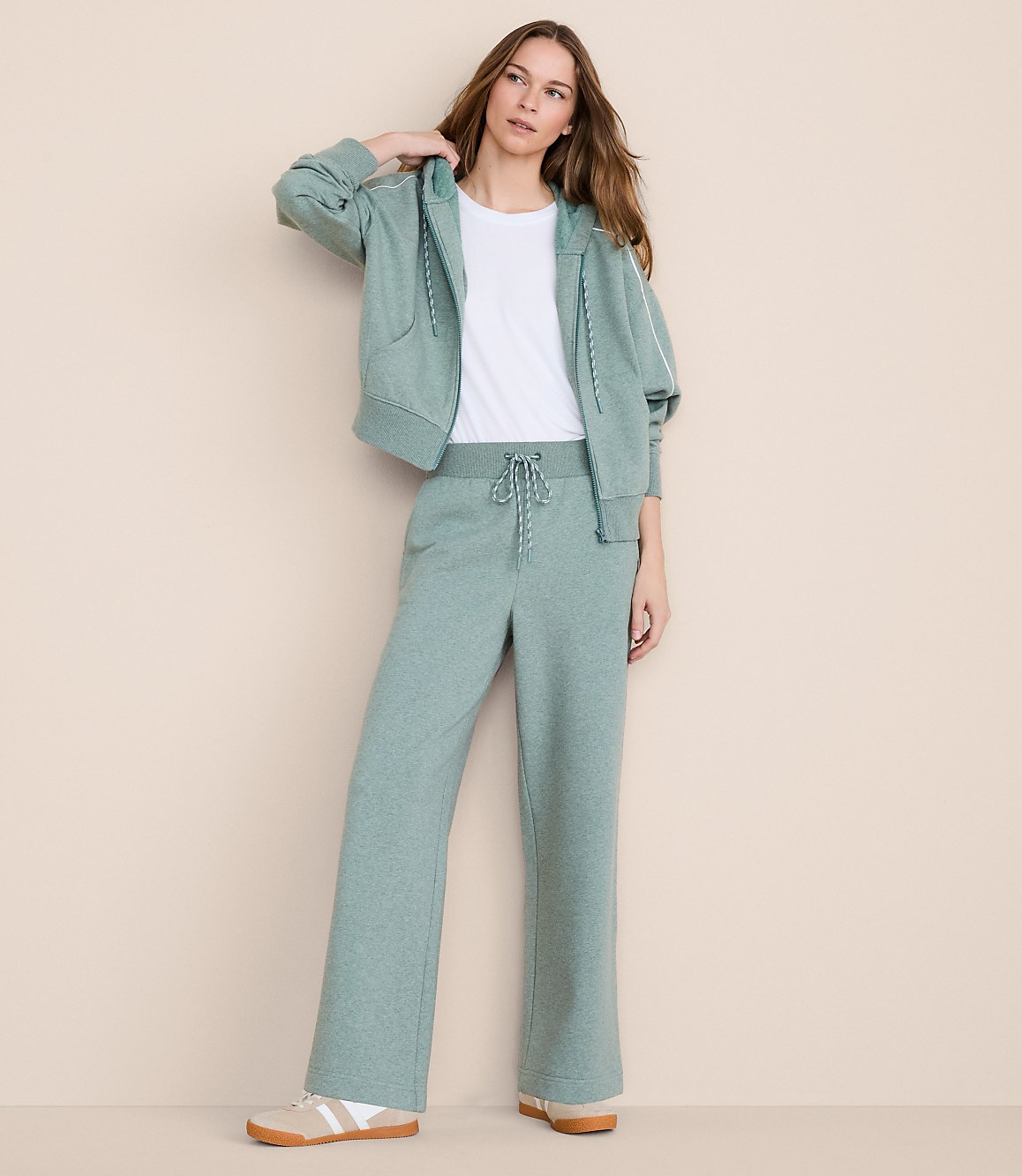 Petite Lou & Grey Heathered Elite Fleece Wide Leg Sweatpants