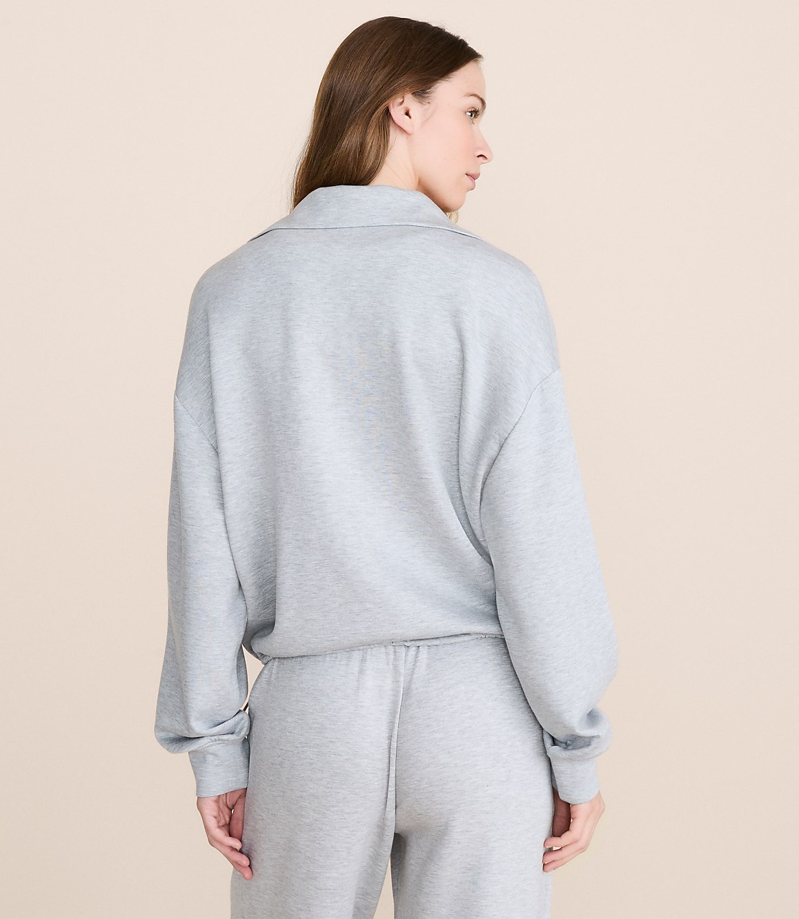 Petite Lou & Grey Heathered Cinched Scubasoft Half Zip Top