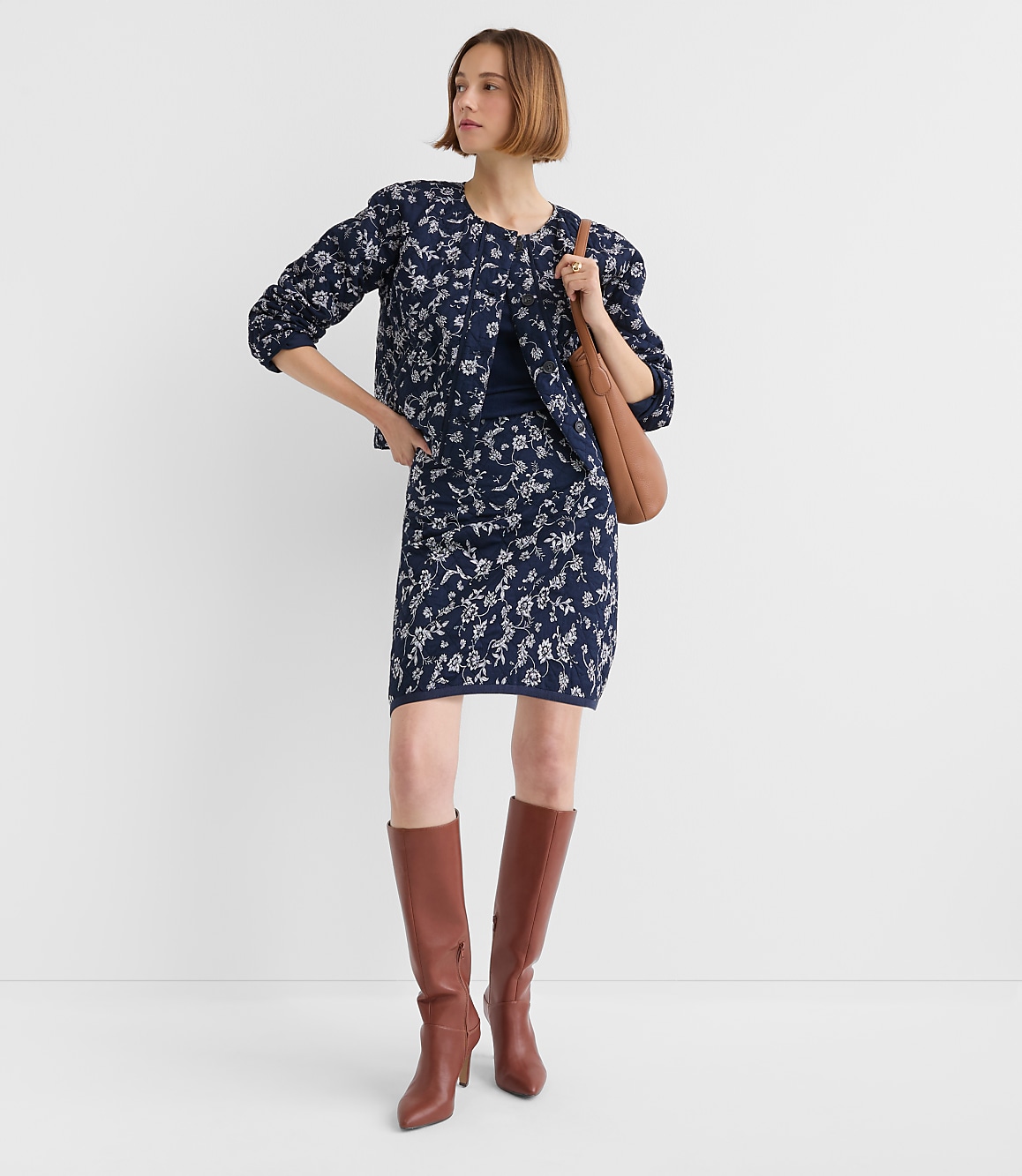 Petite Floral Quilted Mini Skirt