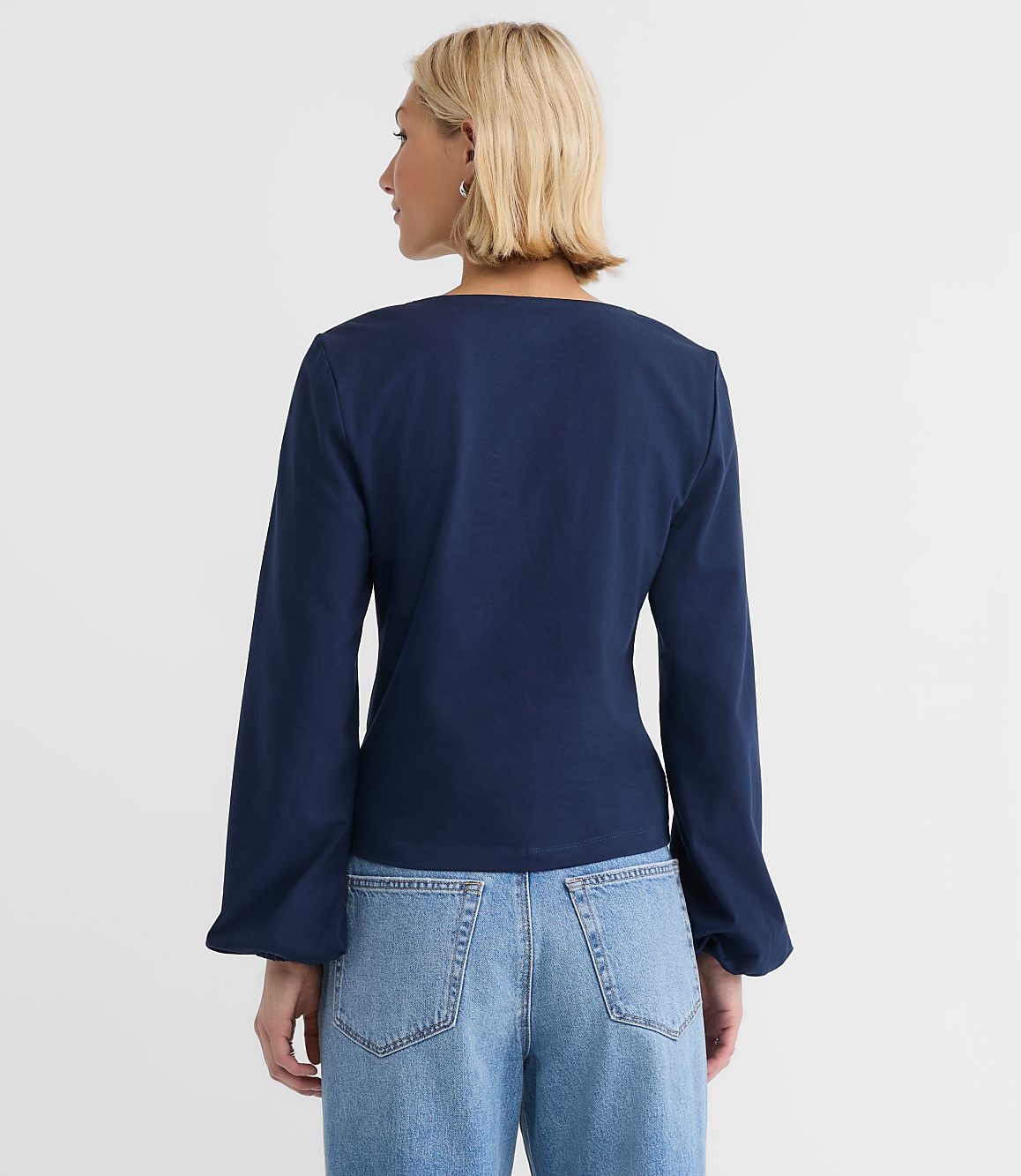 Petite Cinched Tie Neck Top