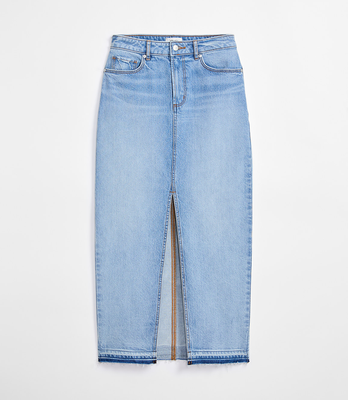Rivete Tall Front Slit Denim Maxi Skirt in Vintage Light Wash