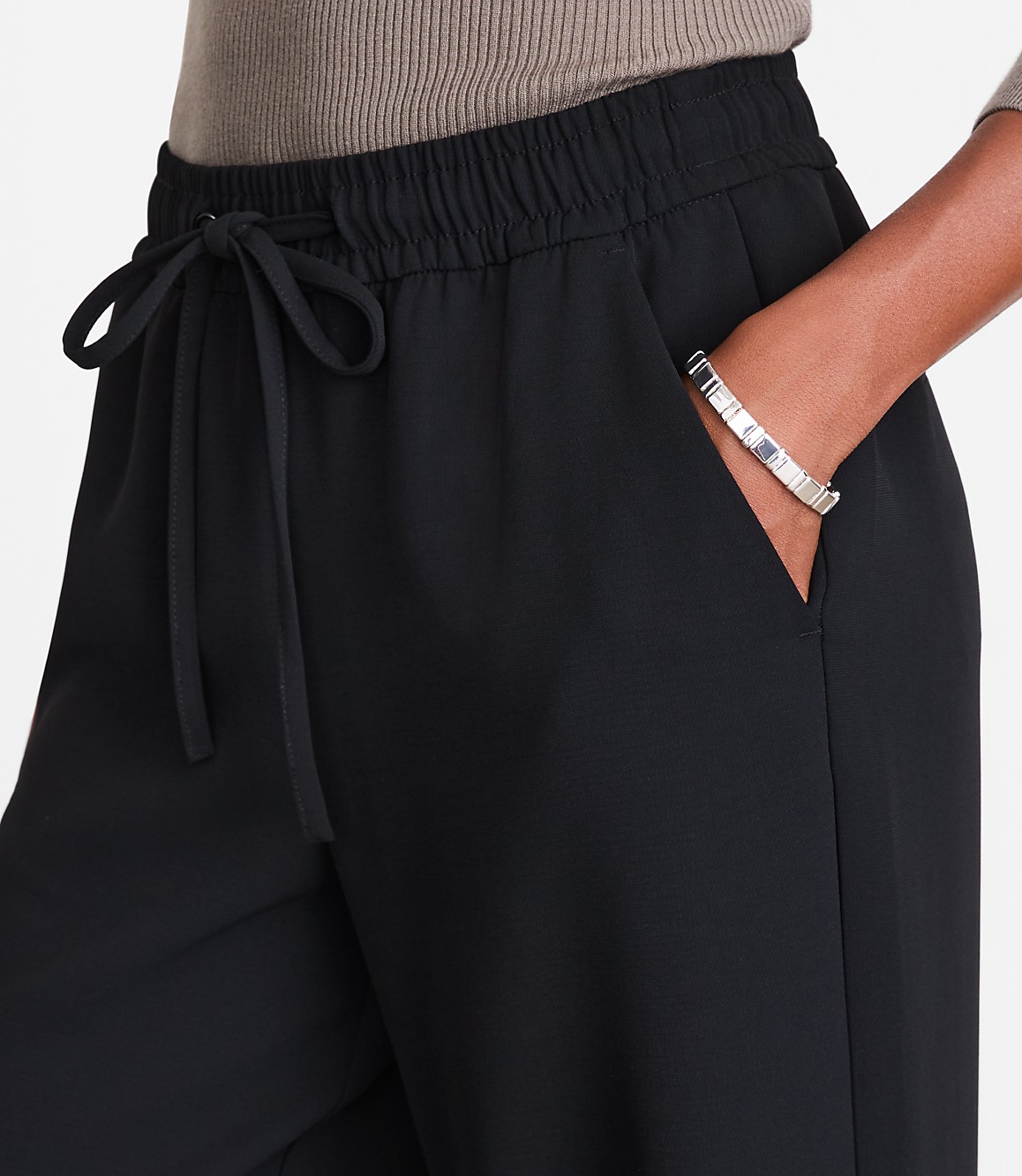 Petite LOFT Versa Crepe Drape Drawstring Pants