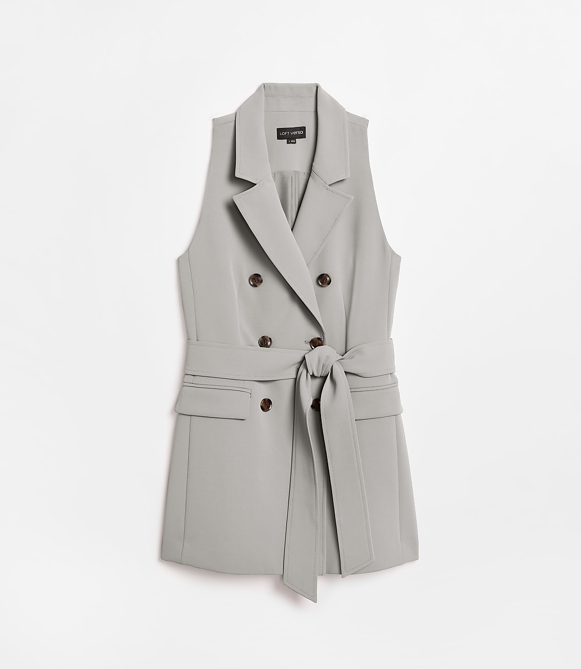 Petite LOFT Versa Crepe Drape Double Breasted Pocket Vest