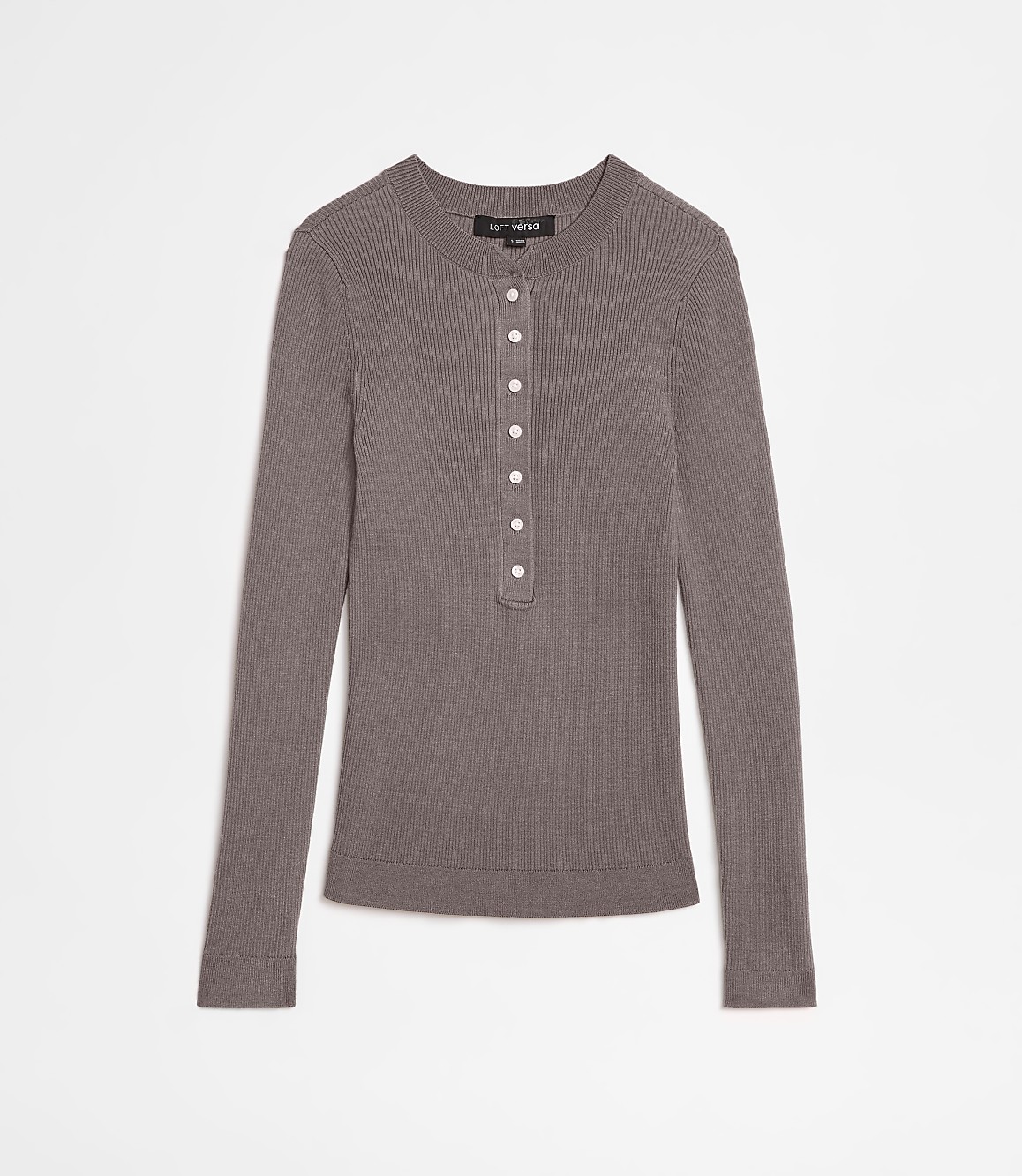 Petite LOFT Versa Ribbed Henley Sweater