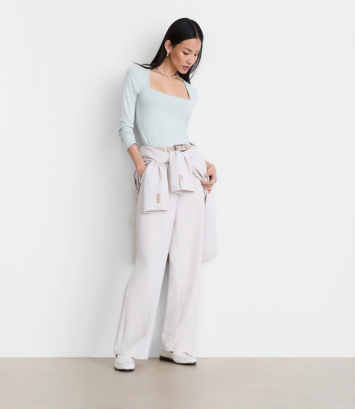 Petite LOFT Versa 360 Knit Square Neck Top