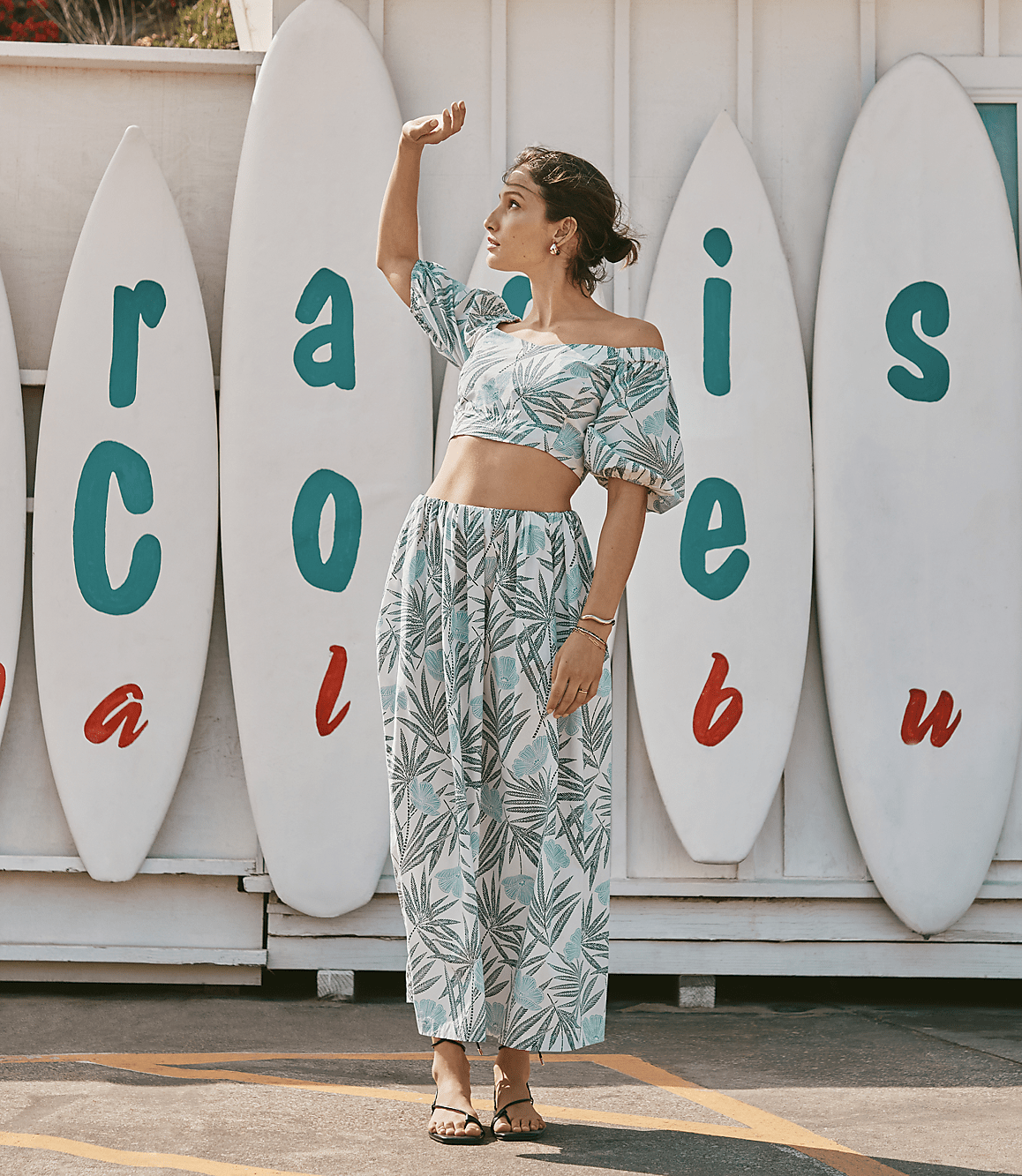 Petite LOFT Beach Palm Poplin Maxi Pocket Skirt
