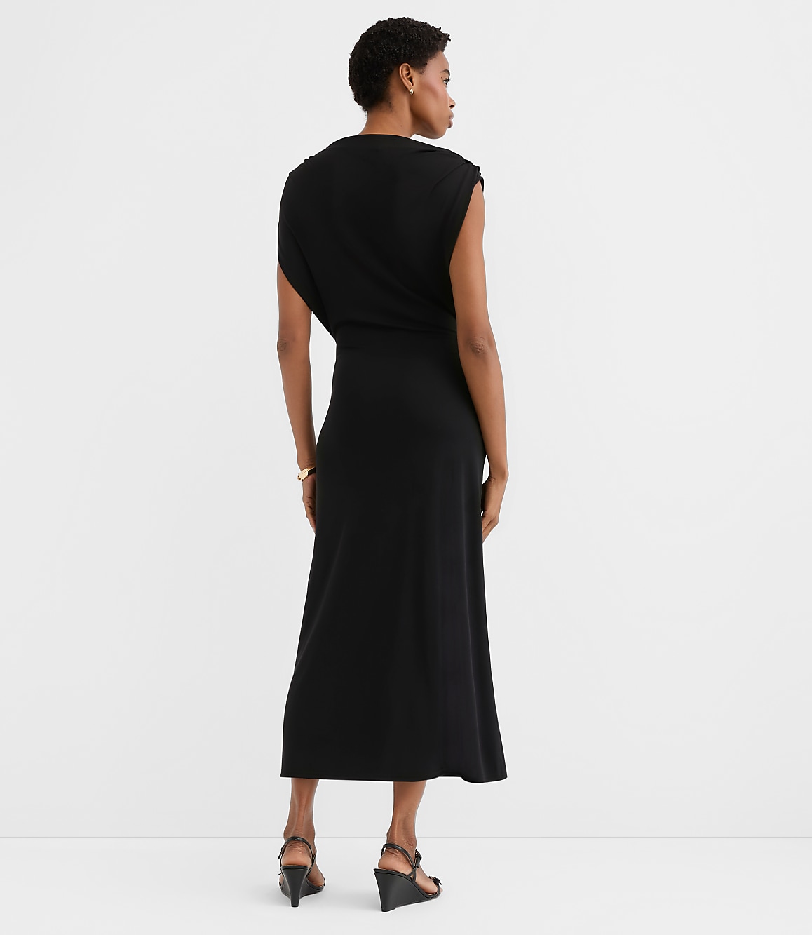 Petite Metallic Ring Wrap Midi Dress