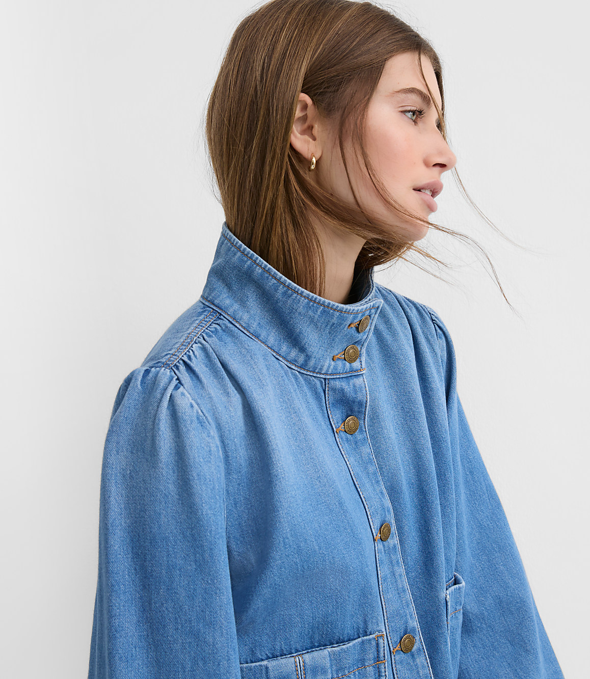 Petite Denim Swing Jacket in Luxe Indigo Wash