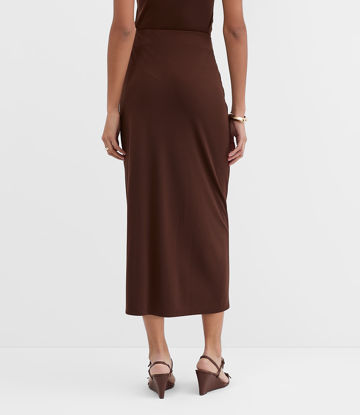 Petite Metallic Ring Wrap Midi Skirt