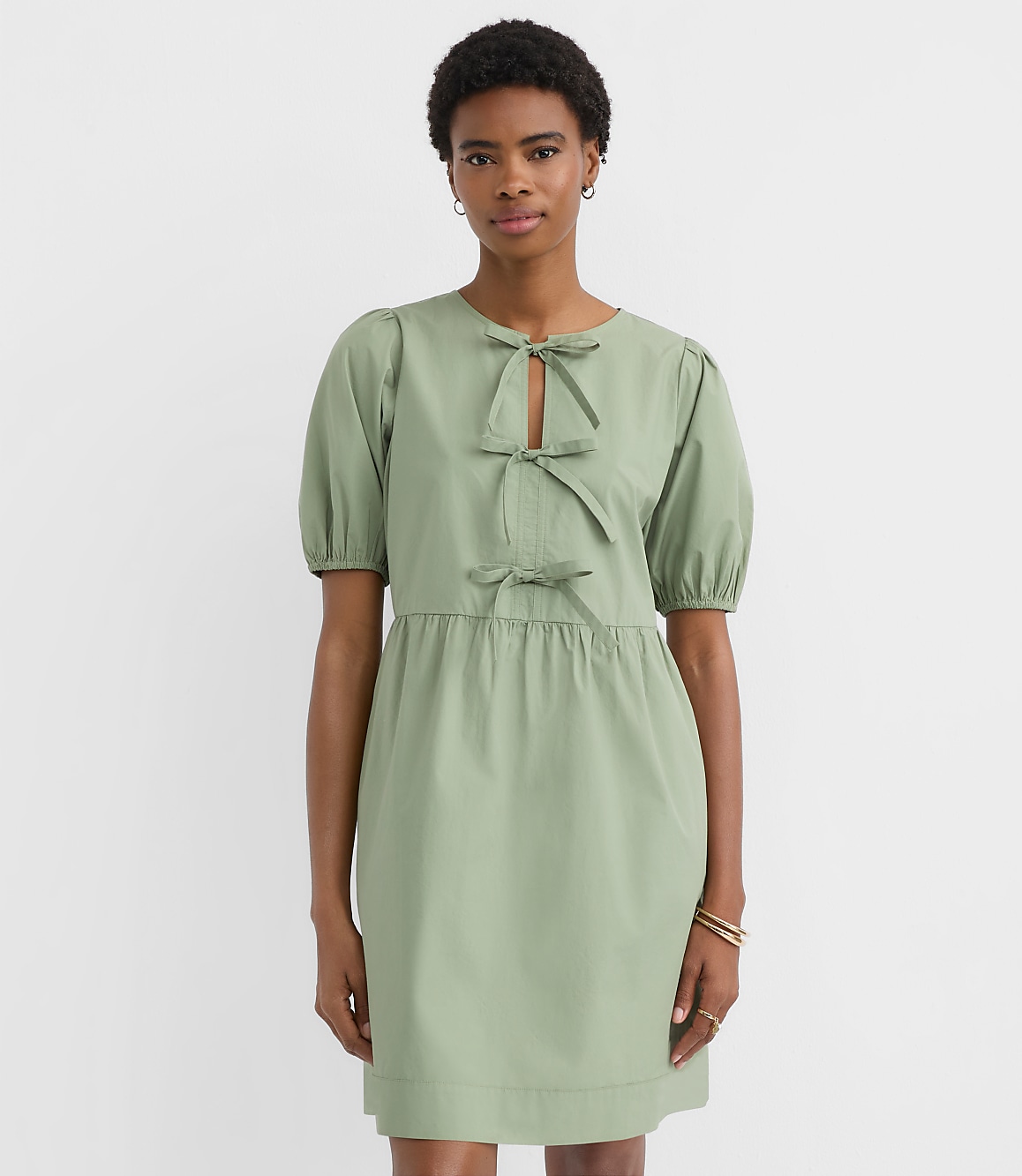 Petite Poplin Bow Mini Pocket Dress