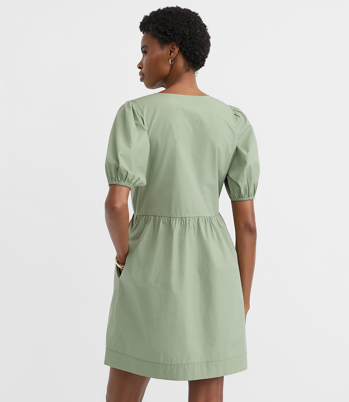 Petite Poplin Bow Mini Pocket Dress