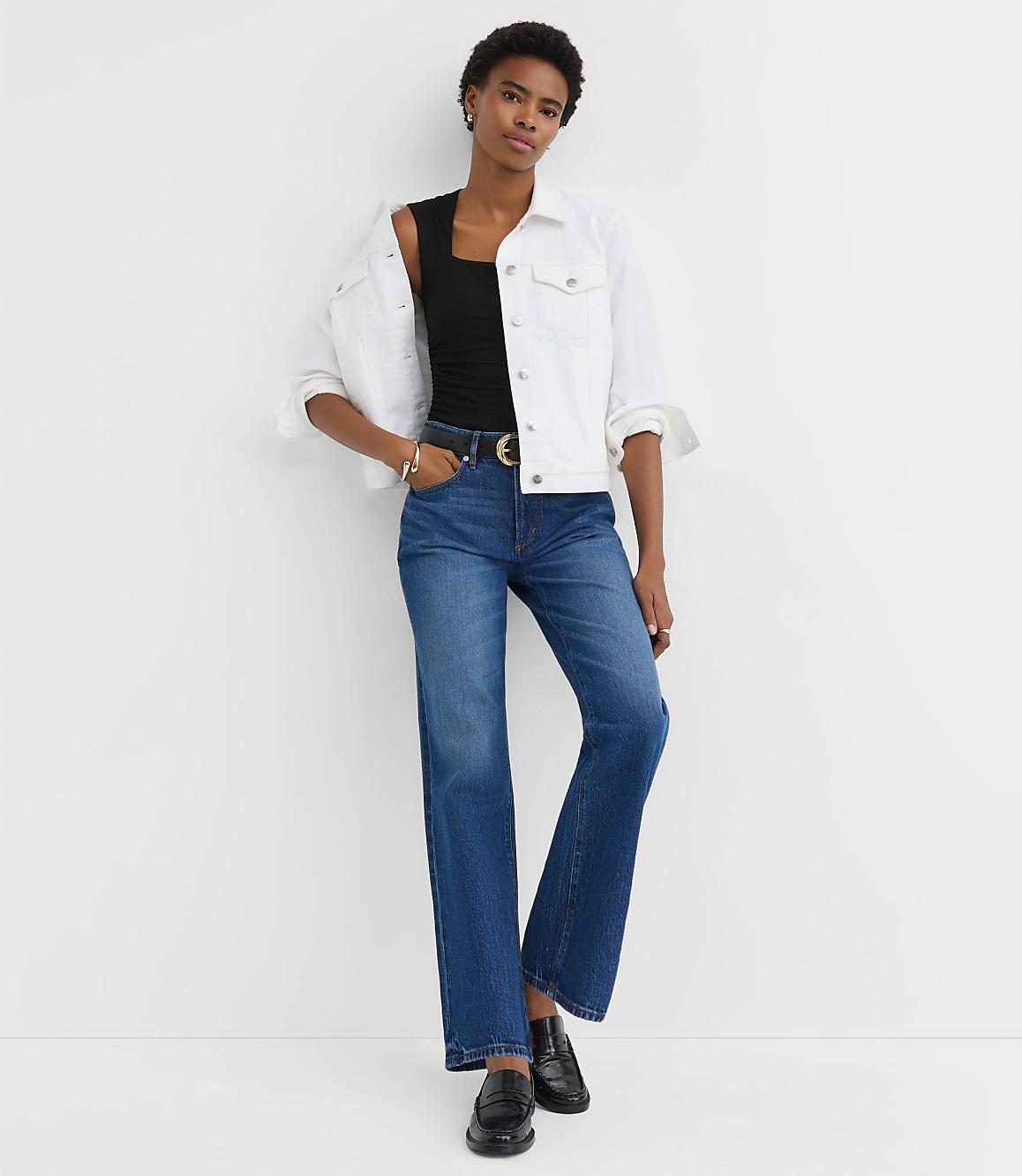 Petite Ruched Square Neck Top