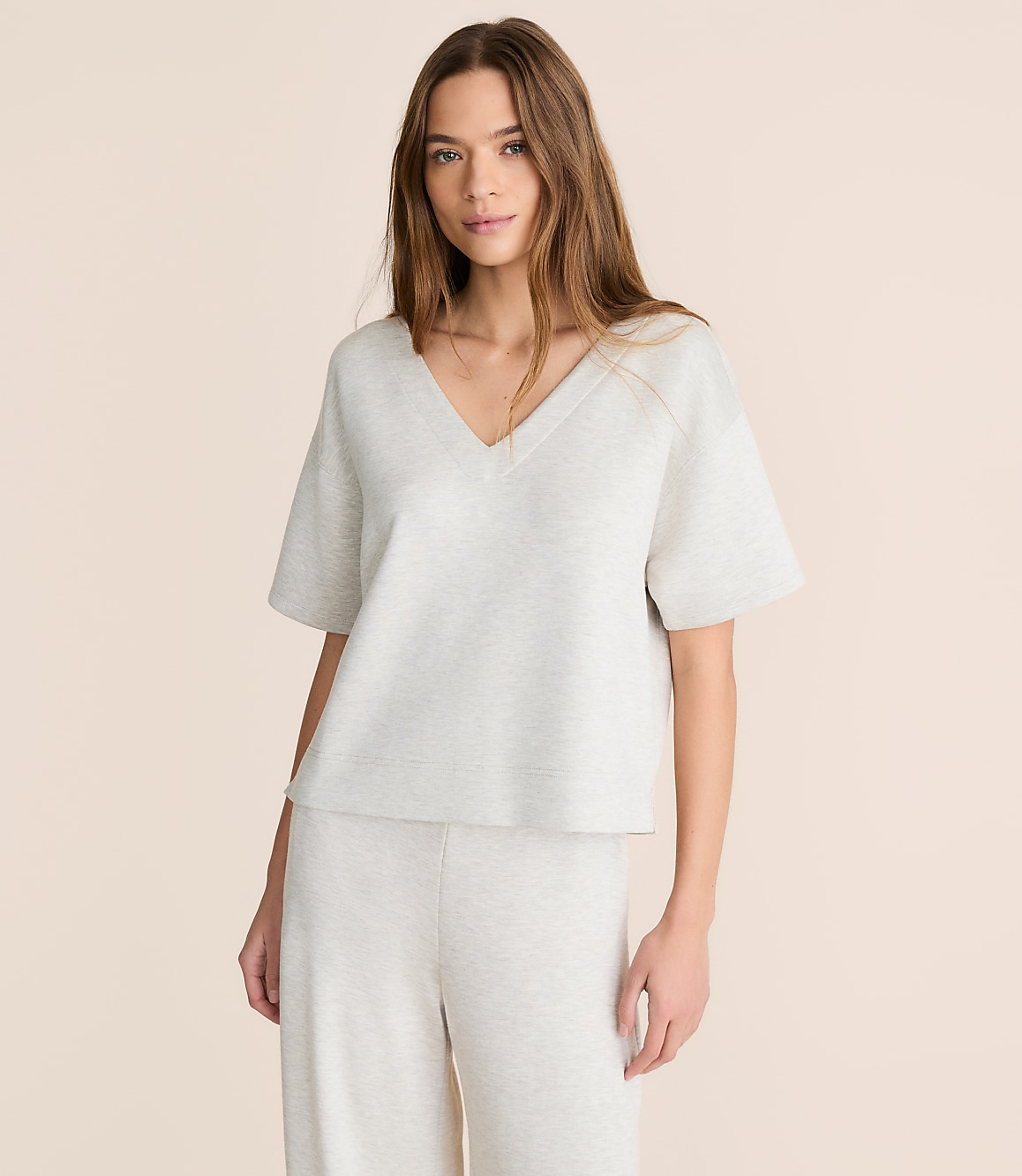 Petite Lou & Grey Heathered Scubasoft Dolman V-Neck Tee