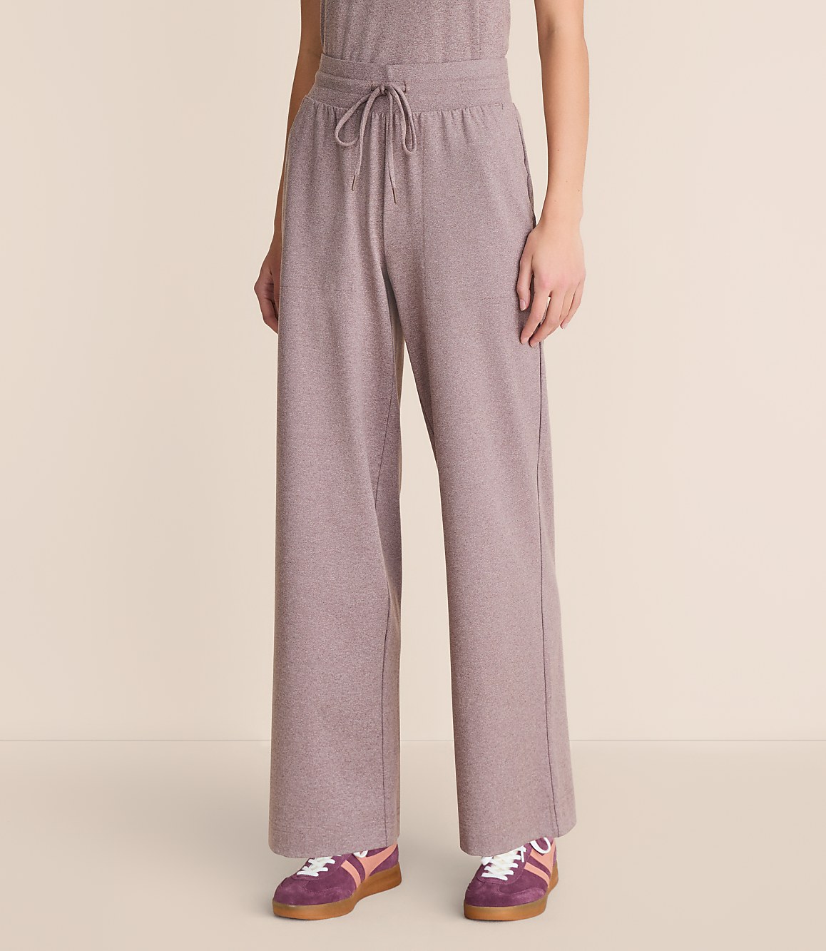 Petite Lou & Grey Heathered Brushedsoft Slim Wide Leg Pants