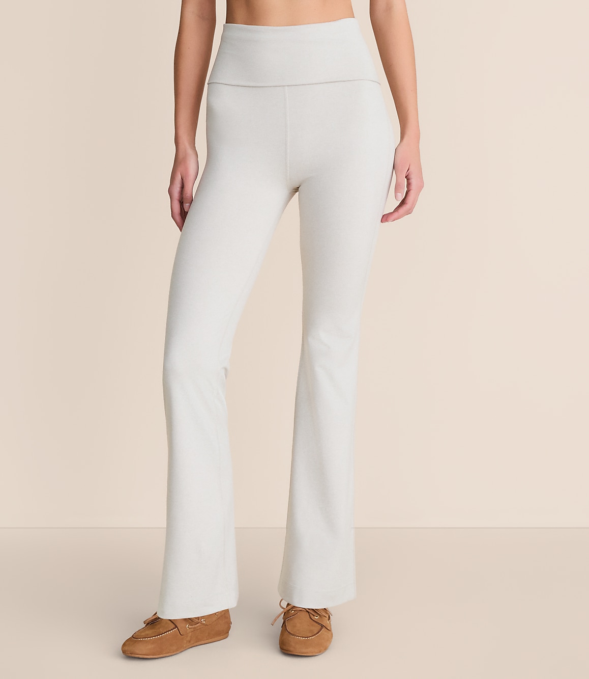 Petite Lou & Grey Heathered Brushedsoft Foldover Flare Pants