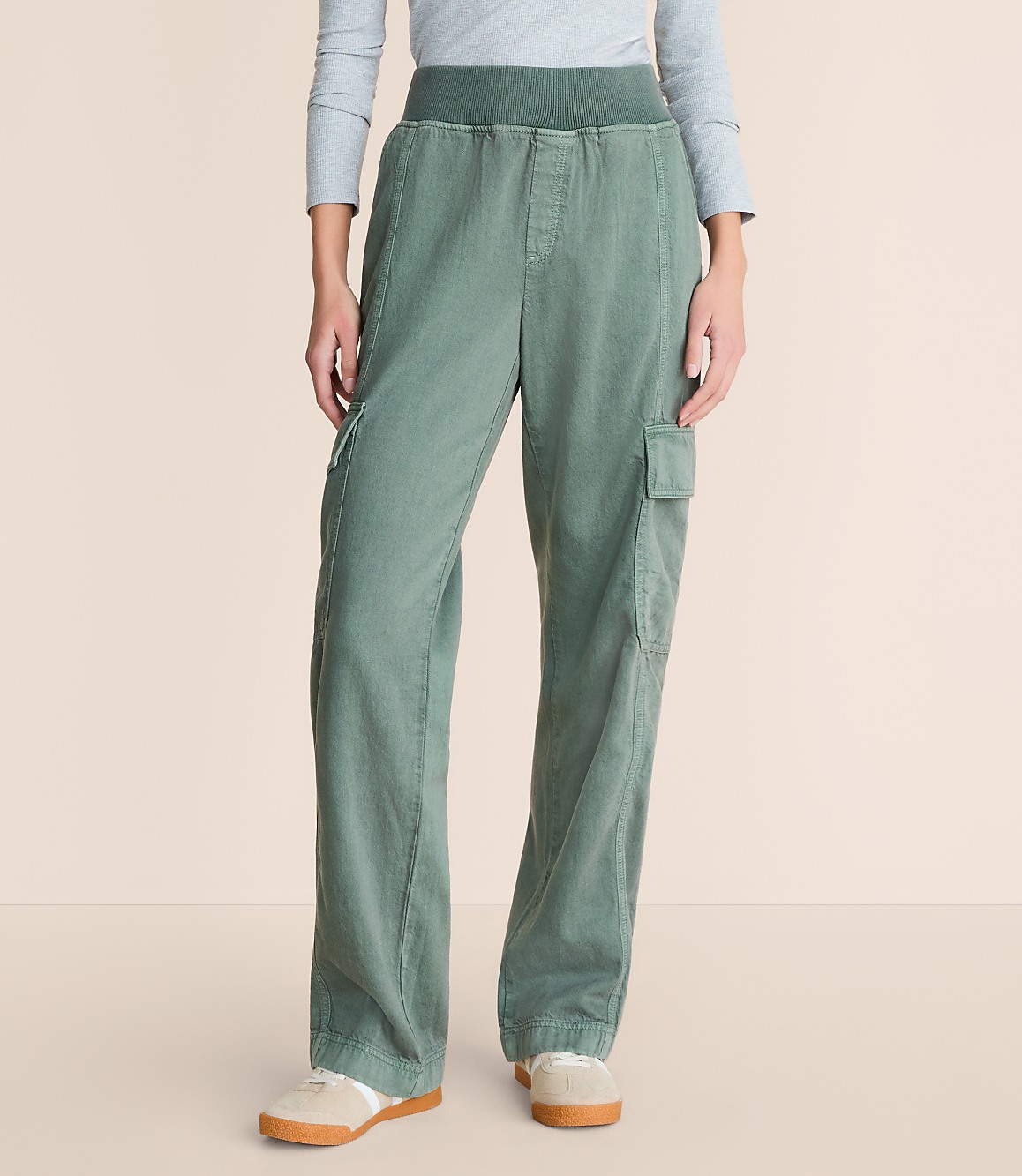 Petite Lou & Grey Washed Twill Straight Leg Cargo Pants